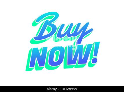 A vibrant and eye catching graphic featuring the text Buy NOW! in a stylish font, emphasizing urgency and action. Stock Vector