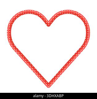 Red vector heart shaped frame with polka dots, Cute Valentine's Day border for greeting cards and graphic design Stock Vector