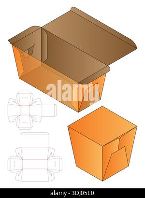 Food Pail Box Packaging Mockup with dieline Template Stock Vector