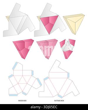 triangle box  Packaging Mockup with dieline Template Stock Vector