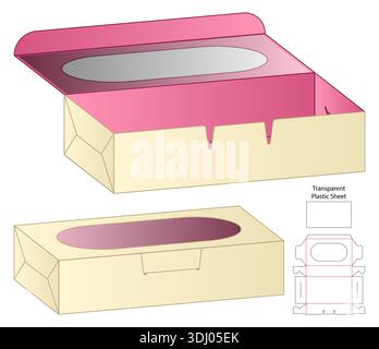 Window Tissue Box Packaging Mockup with dieline Template Stock Vector
