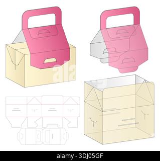 Packaging Mockup with dieline Template Cardboard Box 3D Blueprint Layout Stock Vector
