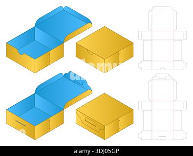 Packaging Mockup Retail Gift Box Packaging Mockup with dieline Template Stock Vector