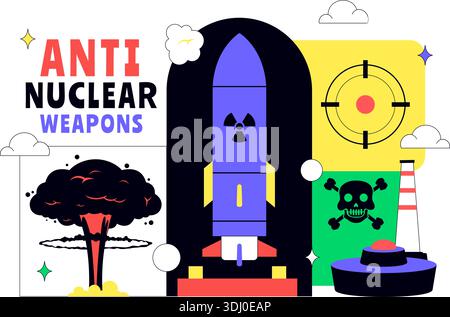 Anti Nuclear Weapons Protest Vector Illustration Featuring Global Peace, Disarmament Awareness, And Humanitarian Campaign Background Design Stock Vector