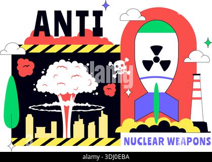 Anti Nuclear Weapons Protest Vector Illustration Featuring Global Peace, Disarmament Awareness, And Humanitarian Campaign Background Design Stock Vector