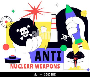 Anti Nuclear Weapons Protest Vector Illustration Featuring Global Peace, Disarmament Awareness, And Humanitarian Campaign Background Design Stock Vector