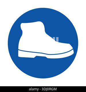 This image features a white silhouette of a shoe on a vibrant blue circle background, ideal for use in graphic design, branding, and marketing materia Stock Vector