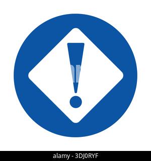 A bold attention warning sign featuring a blue circle and a prominent exclamation mark symbol, conveying alertness and caution for safety awareness. Stock Vector