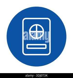 Minimalistic design of a passport outline in white on a blue background, ideal for travel-related themes, showcasing the essence of global identity an Stock Vector