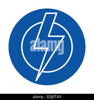 This striking blue circle icon features a white lightning bolt, symbolizing energy and power. Ideal for themes of electricity, innovation, and technol Stock Vector
