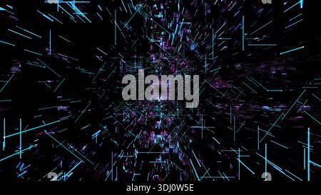 Futuristic Sci-fi line technology, Abstract motion graphic digital, Internet data network black background Stock Photo