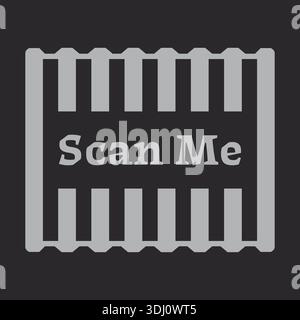 Barcode like sticker with vertical stripes framing the words scan me in a bold layout Stock Vector