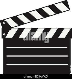Graphic clapperboard with striped top bar used to mark scenes in filmmaking Stock Vector