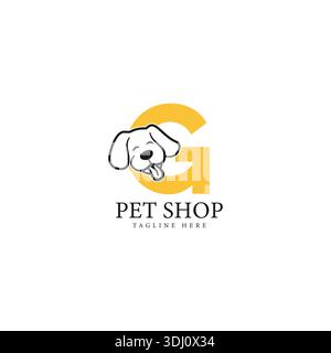 Letter G logo with a dog face. Alphabet G Pet Icon Stock Vector