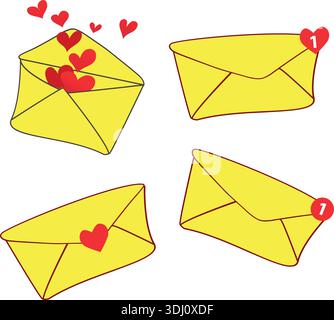 A set of love letter. vector illustration Stock Vector
