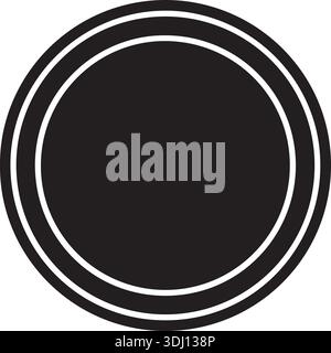Black circular frame with two white thin outlines on a white background, isolated vector illustration for design elements. Stock Vector