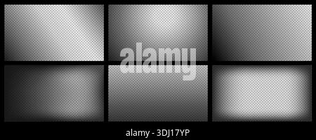 Transparent black gradient overlay with soft vignette and fade for cinematic background, banner template and subtle film texture. Dark mask and blur Stock Vector