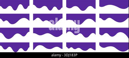 Curved headline. Wavy header shape for website banner, landing page modern separator, fluid divider or border. Abstract purple curves and drippy blobs Stock Vector