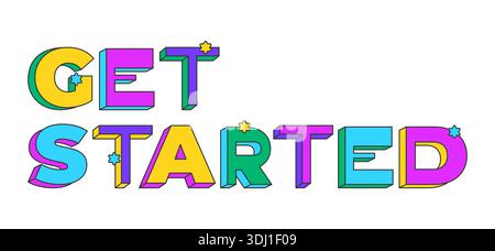 Get started playful 3D text design Stock Vector