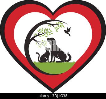 Vector silhouettes of dogs, cats and rabbits for pet logo design Stock Vector