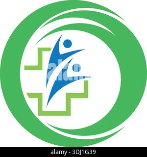 A logo featuring a cross and leaves symbolizing healthcare and nature medical tech logo designs template healthcare logo designs Stock Vector