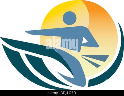 A man on a surfboard logo design Stock Vector