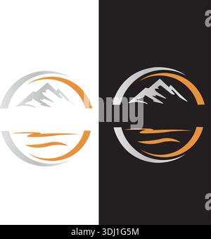 Fall mountains logo and company name logo illustration pro vector Stock Vector