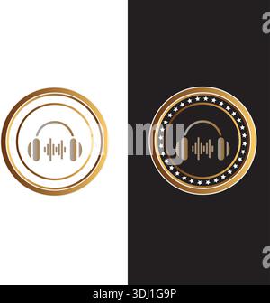 Headphones icon music logo design elements collection Pro Vector Stock Vector