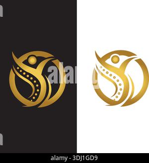 Pain relief logo design vector. Abstract letter CS illustration symbol. Circle and leaf vector icons Stock Vector