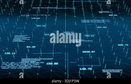 Futuristic data, machine learning, science, bit, binary code, graphical user interface. Futuristic data, machine learning, bit, binary code, graphical user interface. Technology, big data concept, system, software configuration, science, computer network. img technology095s01 abstract data concept Stock Photo