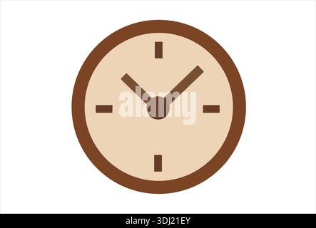 Simple Brown Clock Icon on White Background Stock Vector