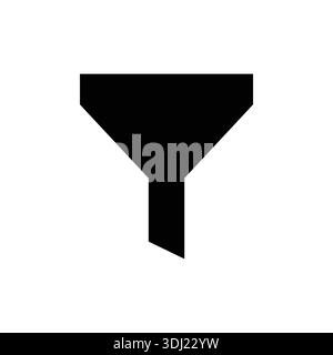 Solid Black Funnel Graphic Symbolizing Filtering, Pouring, and Process Flow Stock Vector