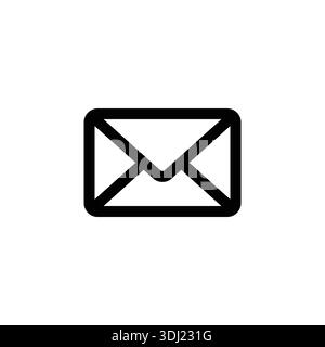 Modern black envelope icon with rounded corners for digital correspondence and notifications. Stock Vector