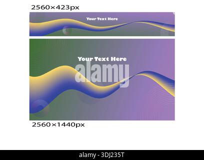 Colorful Wave Abstract Banner Background Set  with Smooth Gradient Flow Stock Vector