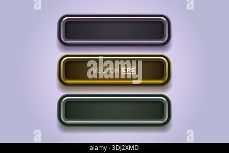 Modern 3D web buttons with a sleek, glossy finish. A versatile set of blank user interface elements designed for digital platforms. Vector illustration Stock Vector