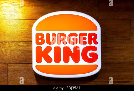 Samara, Russia - April 6, 2025: Burger King fastfood restaurant logo. Burger King is a global chain of hamburger fast food restaurants Stock Photo