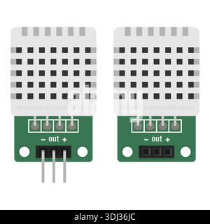 Digital temperature and humidity sensor module set. Vector illustration isolated on white Stock Vector