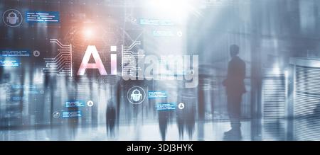 AI based enterprise technology concept illustrating intelligent digital city systems. Stock Photo