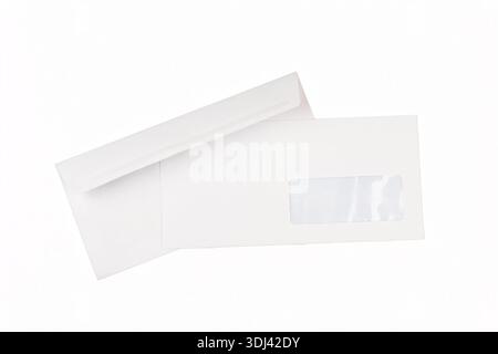 some white envelopes on a white surface Stock Photo