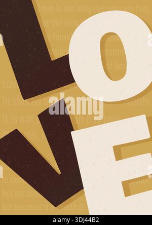Retro love typography poster with bold geometric letters on textured background. Stock Vector