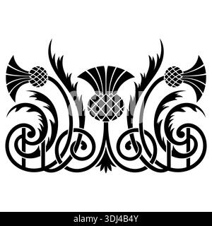 Floral design. Floral frame made of flowers and leaves of thistle Stock Vector