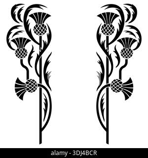Floral design. Floral frame made of flowers and leaves of thistle Stock Vector