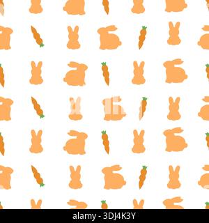 Easter carrots and bunny seamless fabric design pattern Stock Vector