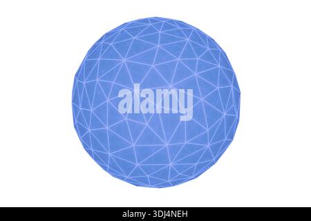 Stunning blue geometric sphere with complex triangular network Stock Photo