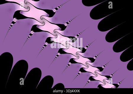 Digital fractal art displaying an intricate abstract design with swirling lines and spiky elements Stock Photo