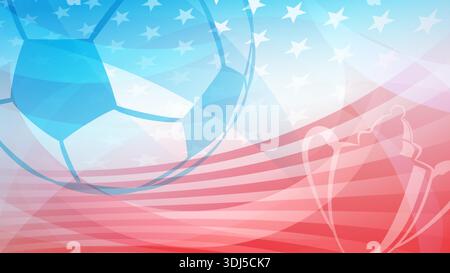 Colorful USA soccer theme with soccer ball and american flag elements in the background. Stock Vector
