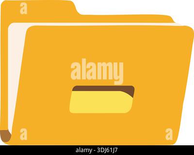 Simple yellow file folder icon with a tab and small label slot for organization Stock Vector