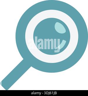 Flat magnifying glass with a blue handle and circular lens for search and inspection Stock Vector
