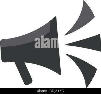 Graphic megaphone icon emitting sound waves in a bold black and gray flat style Stock Vector