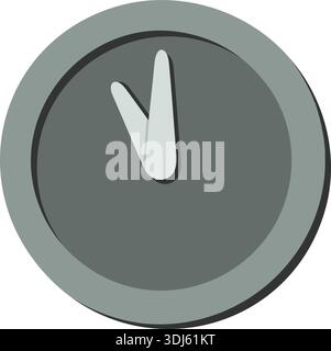 Simple circular dial icon with a single hand indicating time on a muted gray face Stock Vector
